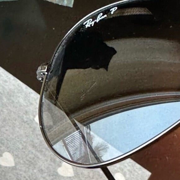 Ray-Ban Polarized Aviator Sunglasses In Gunmetal/Blue, Unisex Size M 55, GUC - Picture 11 of 13